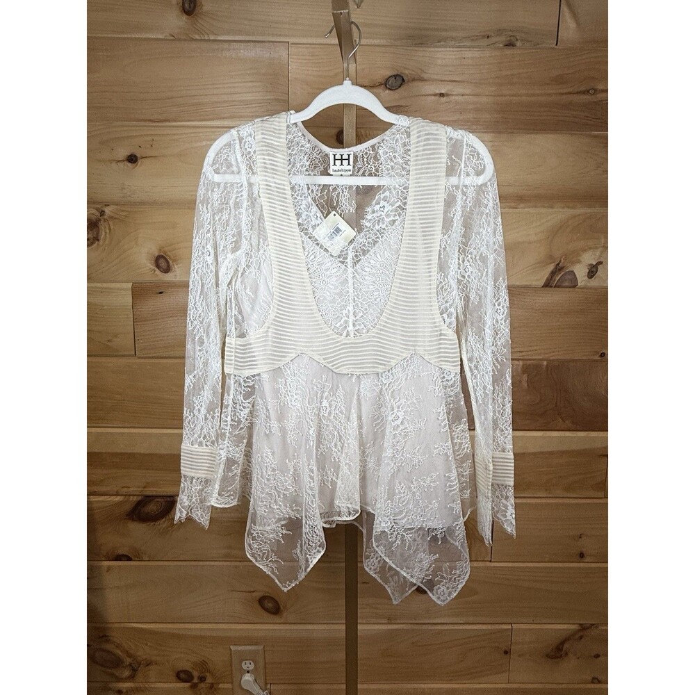 Haute Hippie Antique Lace Silk Blouse NWT Size S Retail $425 - Picture 1 of 4